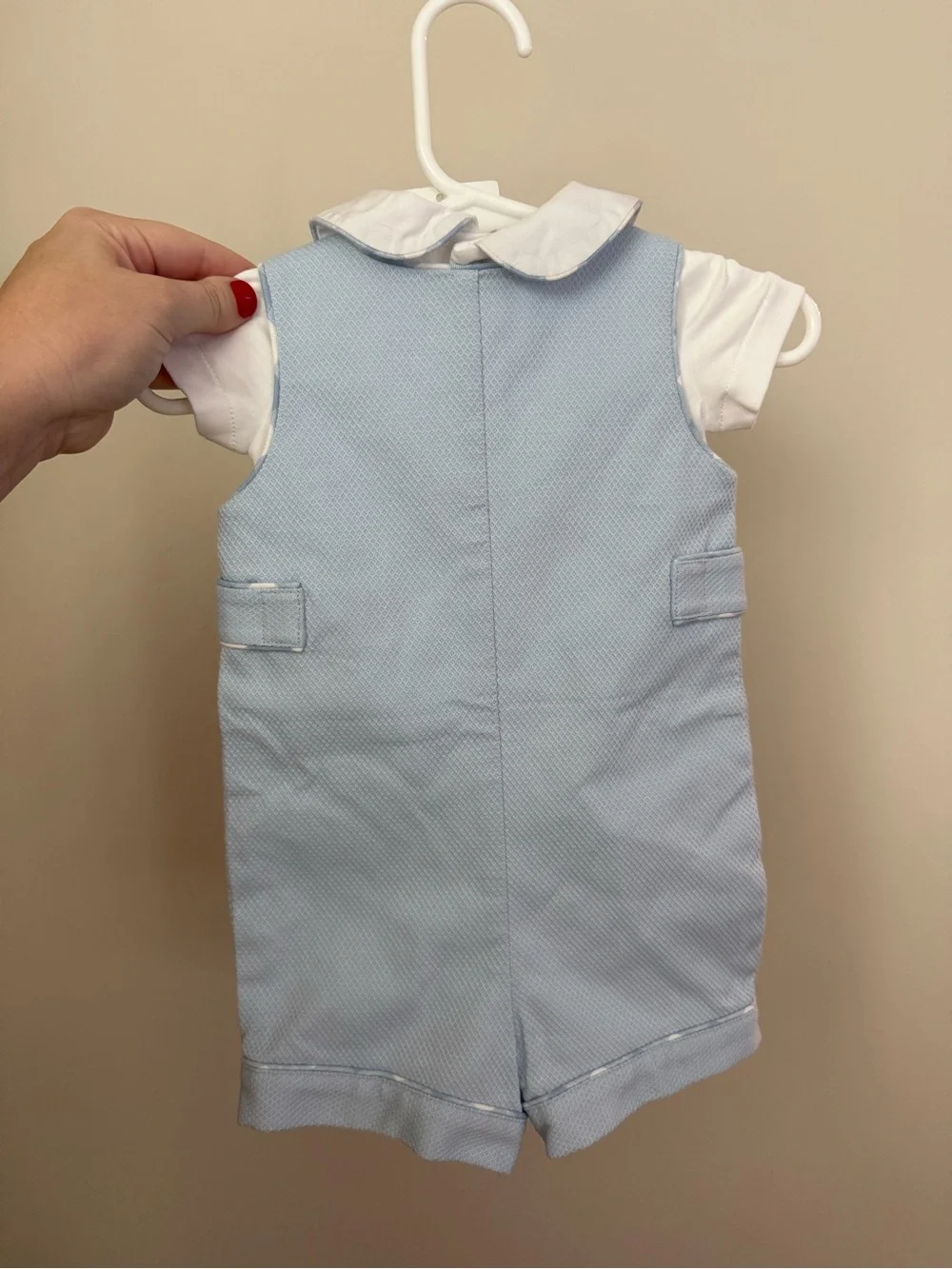 NWT Polo Ralph Lauren Baby Blue 2 Piece Shortall Set 3M SS20 Sample Rare